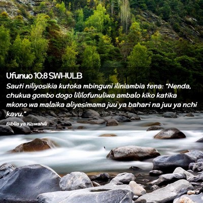 Picture 02 - Ufunuo 10:8 SWHULB - Sauti niliyosikia kutoka mbinguni iliniambia - Bible Verse Picture