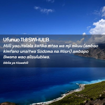 Picture 02 - Ufunuo 11:8 SWHULB - Miili yao italala katika mtaa wa mji mkuu (ambao - Bible Verse Picture