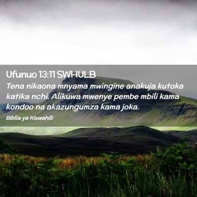 Picture 02 - Ufunuo 13:11 SWHULB - Tena nikaona mnyama mwingine anakuja kutoka - Bible Verse Picture