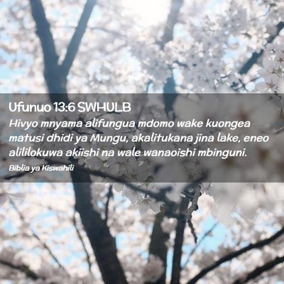 Picture 02 - Ufunuo 13:6 SWHULB - Hivyo mnyama alifungua mdomo wake kuongea matusi - Bible Verse Picture