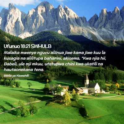 Picture 02 - Ufunuo 18:21 SWHULB - Malaika mwenye nguvu aliinua jiwe kama jiwe kuu - Bible Verse Picture