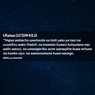 Picture 02 - Ufunuo 2:2 SWHULB - '“Najua ambacho umetenda na bidii yako ya kazi - Bible Verse Picture