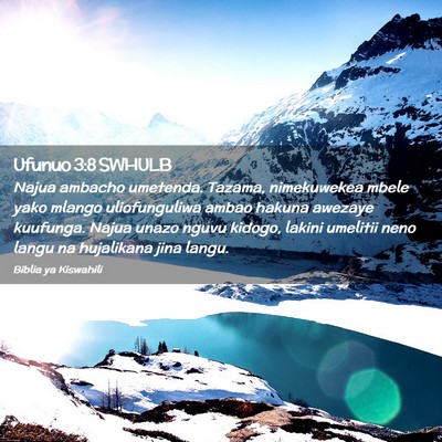 Picture 02 - Ufunuo 3:8 SWHULB - Najua ambacho umetenda. Tazama, nimekuwekea mbele - Bible Verse Picture