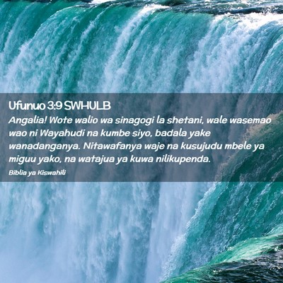 Picture 02 - Ufunuo 3:9 SWHULB - Angalia! Wote walio wa sinagogi la shetani, wale - Bible Verse Picture