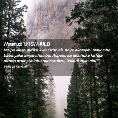 Picture 02 - Waamuzi 1:14 SWHULB - Ndipo Aksa alifika kwa Othnieli, naye akamsihi - Bible Verse Picture