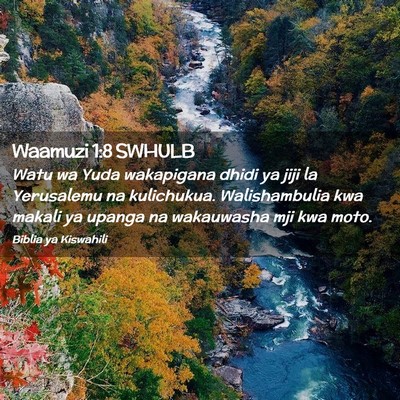 Picture 02 - Waamuzi 1:8 SWHULB - Watu wa Yuda wakapigana dhidi ya jiji la - Bible Verse Picture