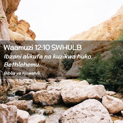 Picture 02 - Waamuzi 12:10 SWHULB - Ibzani alikufa na kuzikwa huko - Bible Verse Picture