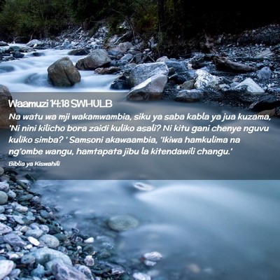 Picture 02 - Waamuzi 14:18 SWHULB - Na watu wa mji wakamwambia, siku ya saba kabla ya - Bible Verse Picture