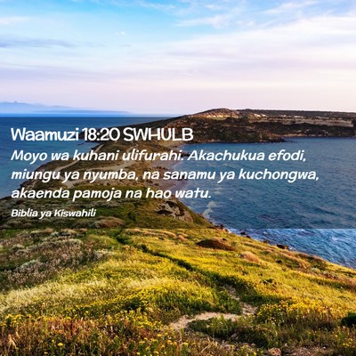 Picture 02 - Waamuzi 18:20 SWHULB - Moyo wa kuhani ulifurahi. Akachukua efodi, miungu - Bible Verse Picture