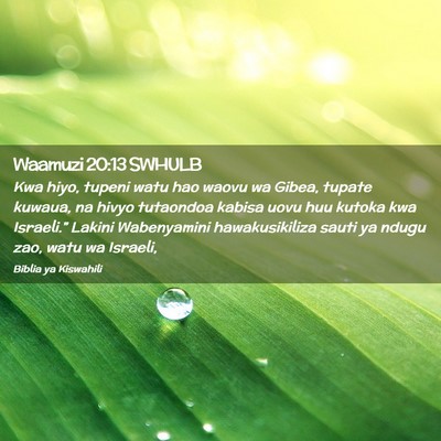 Picture 02 - Waamuzi 20:13 SWHULB - Kwa hiyo, tupeni watu hao waovu wa Gibea, tupate - Bible Verse Picture