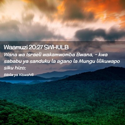 Picture 02 - Waamuzi 20:27 SWHULB - Wana wa Israeli wakamwomba Bwana, - kwa sababu ya - Bible Verse Picture