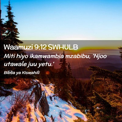 Picture 02 - Waamuzi 9:12 SWHULB - Miti hiyo ikamwambia mzabibu, 'Njoo utawale juu - Bible Verse Picture
