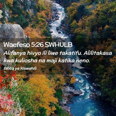 Picture 02 - Waefeso 5:26 SWHULB - Alifanya hivyo ili liwe takatifu. Alilitakasa kwa - Bible Verse Picture