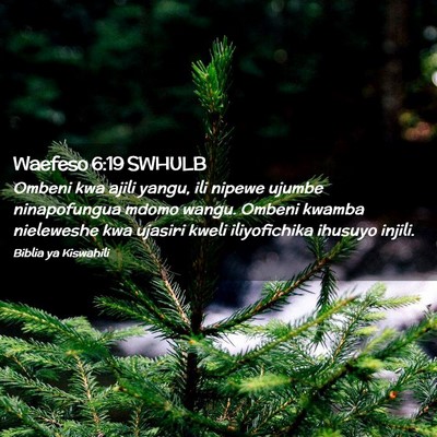 Picture 02 - Waefeso 6:19 SWHULB - Ombeni kwa ajili yangu, ili nipewe ujumbe - Bible Verse Picture
