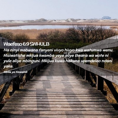 Picture 02 - Waefeso 6:9 SWHULB - Na ninyi mabwana fanyeni vivyo hivyo kwa watumwa - Bible Verse Picture