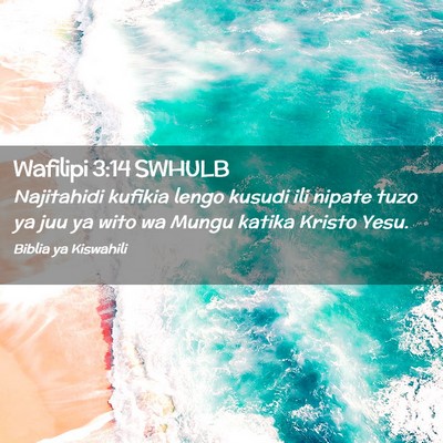 Picture 02 - Wafilipi 3:14 SWHULB - Najitahidi kufikia lengo kusudi ili nipate tuzo - Bible Verse Picture