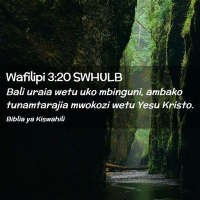 Picture 02 - Wafilipi 3:20 SWHULB - Bali uraia wetu uko mbinguni, ambako tunamtarajia - Bible Verse Picture