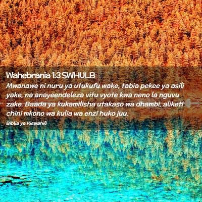 Picture 02 - Wahebrania 1:3 SWHULB - Mwanawe ni nuru ya utukufu wake, tabia pekee ya - Bible Verse Picture