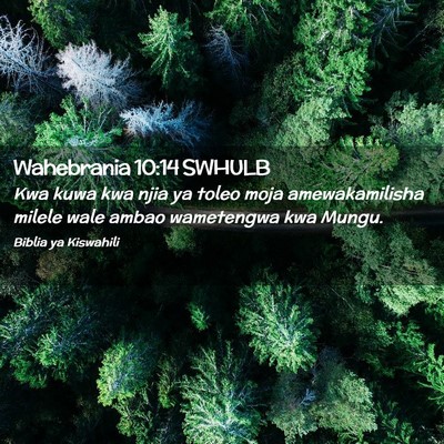 Picture 02 - Wahebrania 10:14 SWHULB - Kwa kuwa kwa njia ya toleo moja amewakamilisha - Bible Verse Picture
