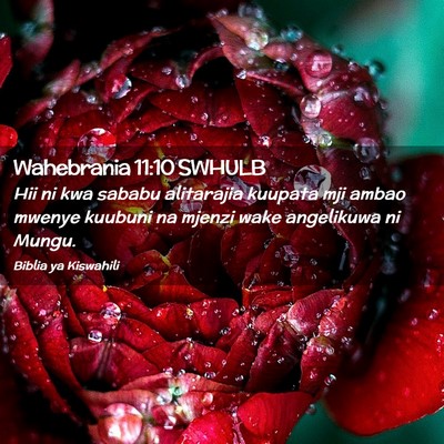 Picture 02 - Wahebrania 11:10 SWHULB - Hii ni kwa sababu alitarajia kuupata mji ambao - Bible Verse Picture