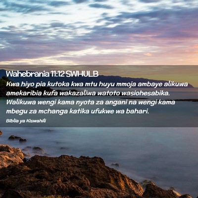 Picture 02 - Wahebrania 11:12 SWHULB - Kwa hiyo pia kutoka kwa mtu huyu mmoja ambaye - Bible Verse Picture