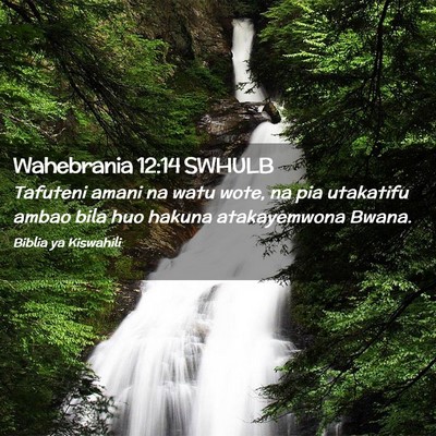 Picture 02 - Wahebrania 12:14 SWHULB - Tafuteni amani na watu wote, na pia utakatifu - Bible Verse Picture