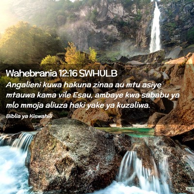 Picture 02 - Wahebrania 12:16 SWHULB - Angalieni kuwa hakuna zinaa au mtu asiye mtauwa - Bible Verse Picture
