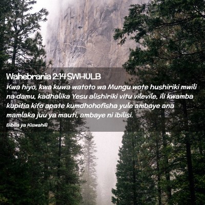 Picture 02 - Wahebrania 2:14 SWHULB - Kwa hiyo, kwa kuwa watoto wa Mungu wote hushiriki - Bible Verse Picture