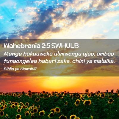 Picture 02 - Wahebrania 2:5 SWHULB - Mungu hakuuweka ulimwengu ujao, ambao tunaongelea - Bible Verse Picture