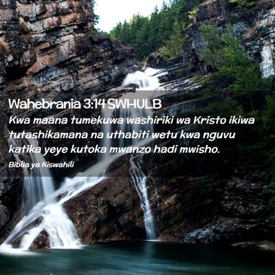 Picture 02 - Wahebrania 3:14 SWHULB - Kwa maana tumekuwa washiriki wa Kristo ikiwa - Bible Verse Picture