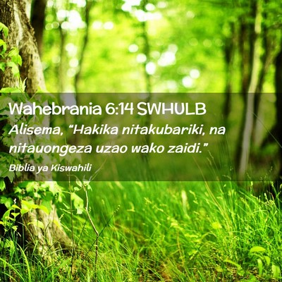 Picture 02 - Wahebrania 6:14 SWHULB - Alisema, “Hakika nitakubariki, na nitauongeza - Bible Verse Picture