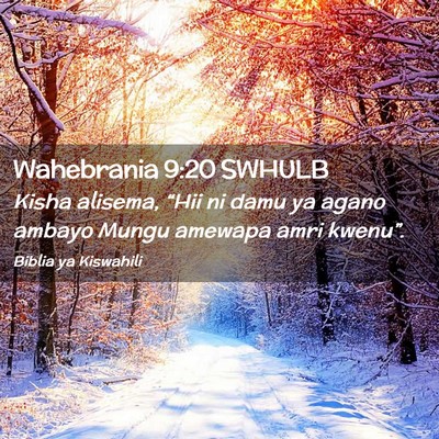 Picture 02 - Wahebrania 9:20 SWHULB - Kisha alisema, “Hii ni damu ya agano ambayo - Bible Verse Picture