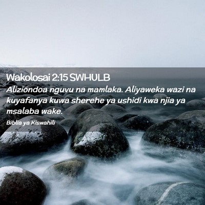 Picture 02 - Wakolosai 2:15 SWHULB - Aliziondoa nguvu na mamlaka. Aliyaweka wazi na - Bible Verse Picture