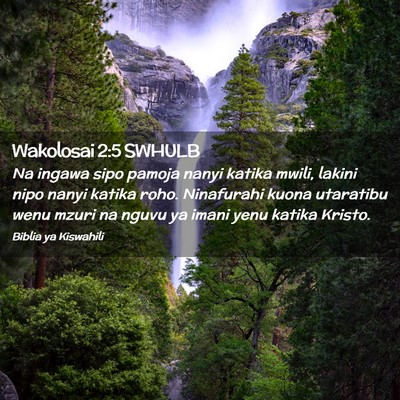 Picture 02 - Wakolosai 2:5 SWHULB - Na ingawa sipo pamoja nanyi katika mwili, lakini - Bible Verse Picture