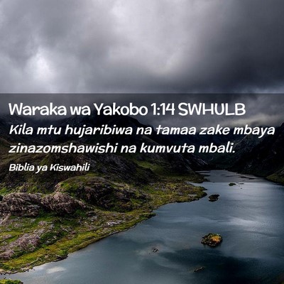 Picture 02 - Waraka wa Yakobo 1:14 SWHULB - Kila mtu hujaribiwa na tamaa zake mbaya - Bible Verse Picture