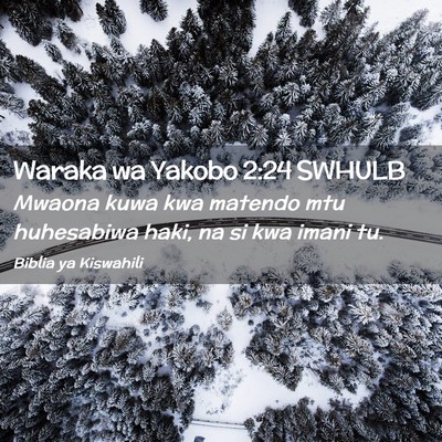 Picture 02 - Waraka wa Yakobo 2:24 SWHULB - Mwaona kuwa kwa matendo mtu huhesabiwa haki, na - Bible Verse Picture