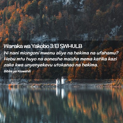 Picture 02 - Waraka wa Yakobo 3:13 SWHULB - Ni nani miongoni mwenu aliye na hekima na - Bible Verse Picture