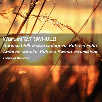 Picture 02 - Warumi 12:11 SWHULB - Kuhusu bidii, msiwe walegevu. Kuhusu roho, iweni - Bible Verse Picture