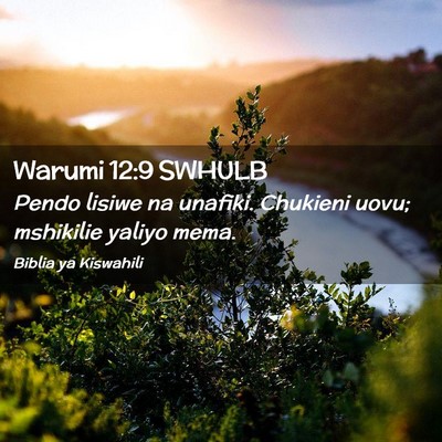Picture 02 - Warumi 12:9 SWHULB - Pendo lisiwe na unafiki. Chukieni uovu; mshikilie - Bible Verse Picture
