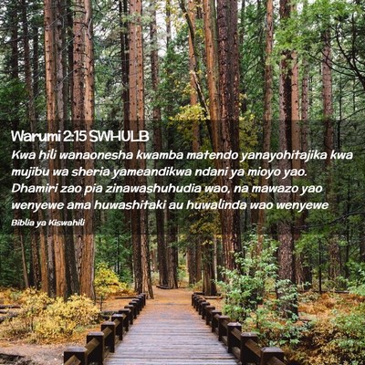 Picture 02 - Warumi 2:15 SWHULB - Kwa hili wanaonesha kwamba matendo yanayohitajika - Bible Verse Picture