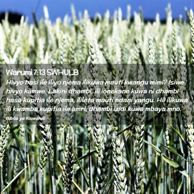 Picture 02 - Warumi 7:13 SWHULB - Hivyo basi ile iliyo njema ilikuwa mauti kwangu - Bible Verse Picture