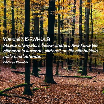 Picture 02 - Warumi 7:15 SWHULB - Maana nifanyalo, silielewi dhahiri. Kwa kuwa lile - Bible Verse Picture