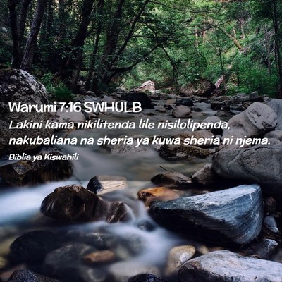 Picture 02 - Warumi 7:16 SWHULB - Lakini kama nikilitenda lile nisilolipenda, - Bible Verse Picture