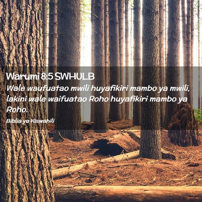 Picture 02 - Warumi 8:5 SWHULB - Wale waufuatao mwili huyafikiri mambo ya mwili, - Bible Verse Picture