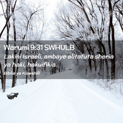 Picture 02 - Warumi 9:31 SWHULB - Lakini Israeli, ambaye alitafuta sheria ya haki, - Bible Verse Picture