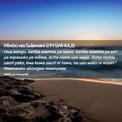 Picture 02 - Wimbo wa Sulemani 2:14 SWHULB - Hua wangu, katika miamba ya mawe, katika miamba - Bible Verse Picture