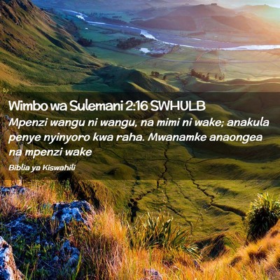 Picture 02 - Wimbo wa Sulemani 2:16 SWHULB - Mpenzi wangu ni wangu, na mimi ni wake; anakula - Bible Verse Picture