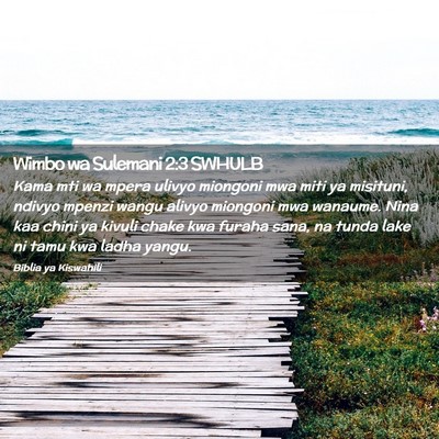 Picture 02 - Wimbo wa Sulemani 2:3 SWHULB - Kama mti wa mpera ulivyo miongoni mwa miti ya - Bible Verse Picture