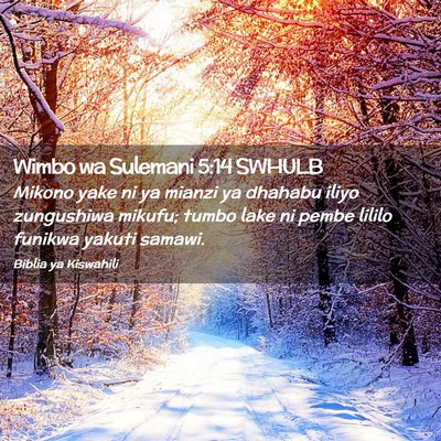 Picture 02 - Wimbo wa Sulemani 5:14 SWHULB - Mikono yake ni ya mianzi ya dhahabu iliyo - Bible Verse Picture