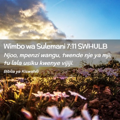 Picture 02 - Wimbo wa Sulemani 7:11 SWHULB - Njoo, mpenzi wangu, twende nje ya mji; tu lala - Bible Verse Picture